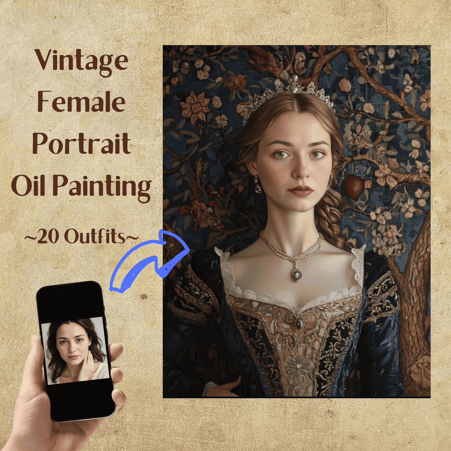 Vintage Lady Oil Painting - Female Portrait