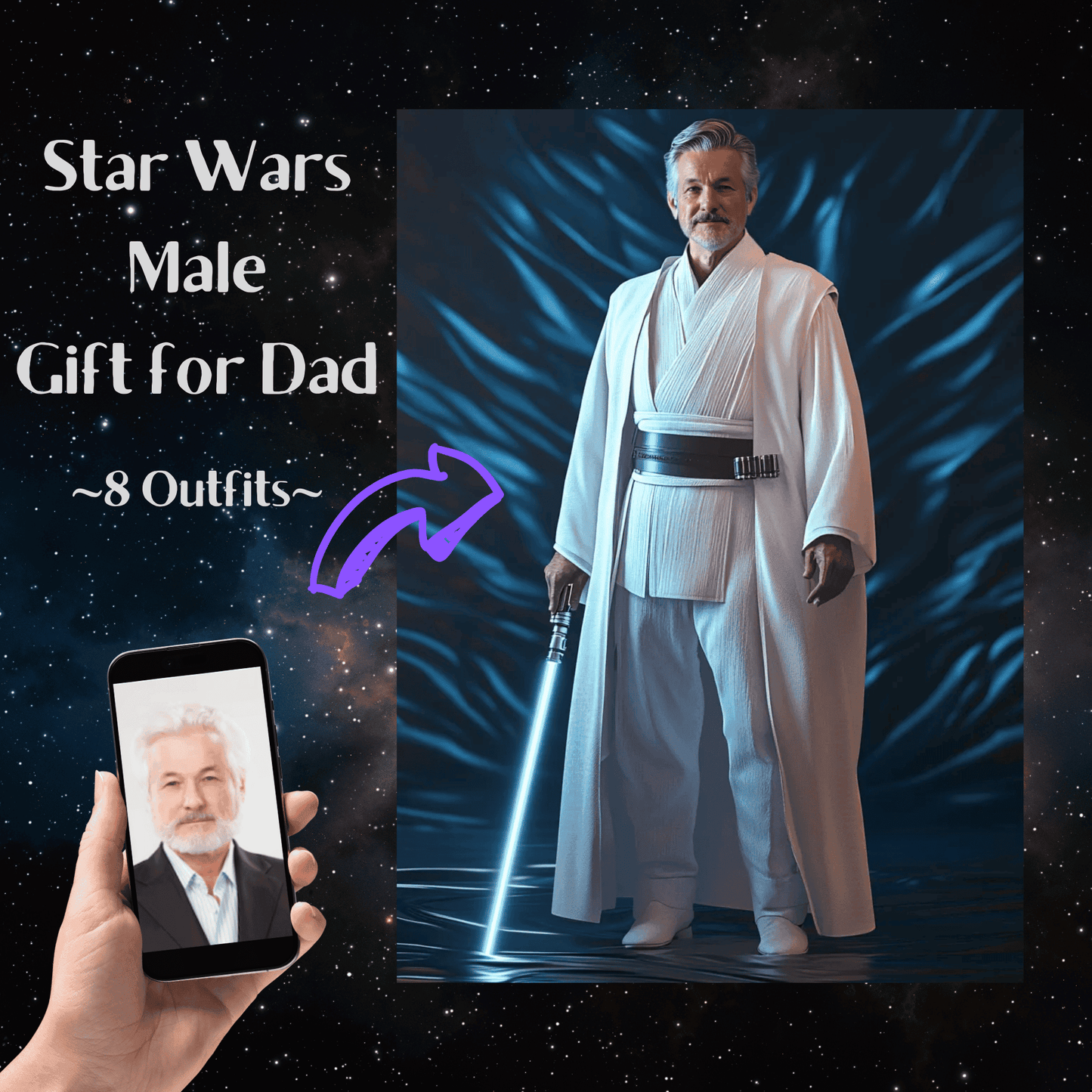 Star Wars Older Male Portrait - Gift for Dad