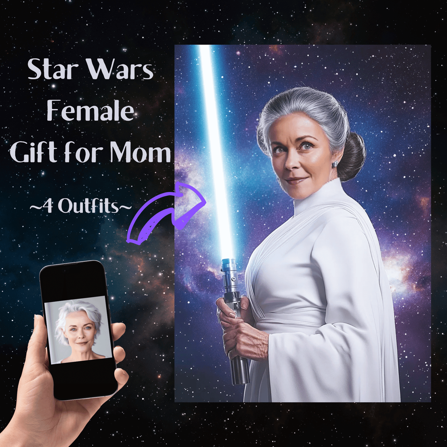 Star Wars Older Female Portrait - Gift for Mom