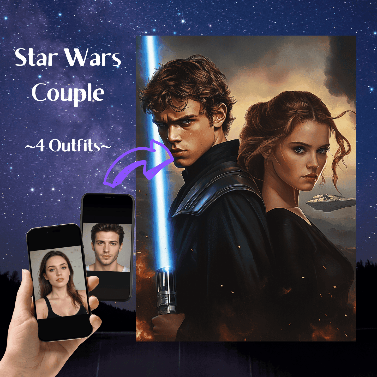 Star Wars Couple Portrait (Yellow Background)