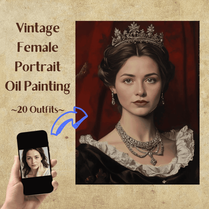 Vintage Lady Oil Painting - Female Portrait