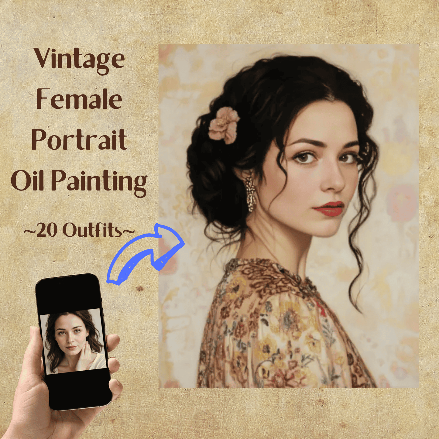 Vintage Lady Oil Painting - Female Portrait