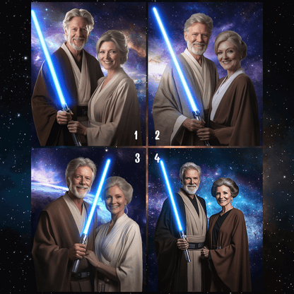 Star Wars Elderly Couple Portrait - Gift for Parents