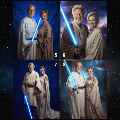 Star Wars Elderly Couple Portrait - Gift for Parents