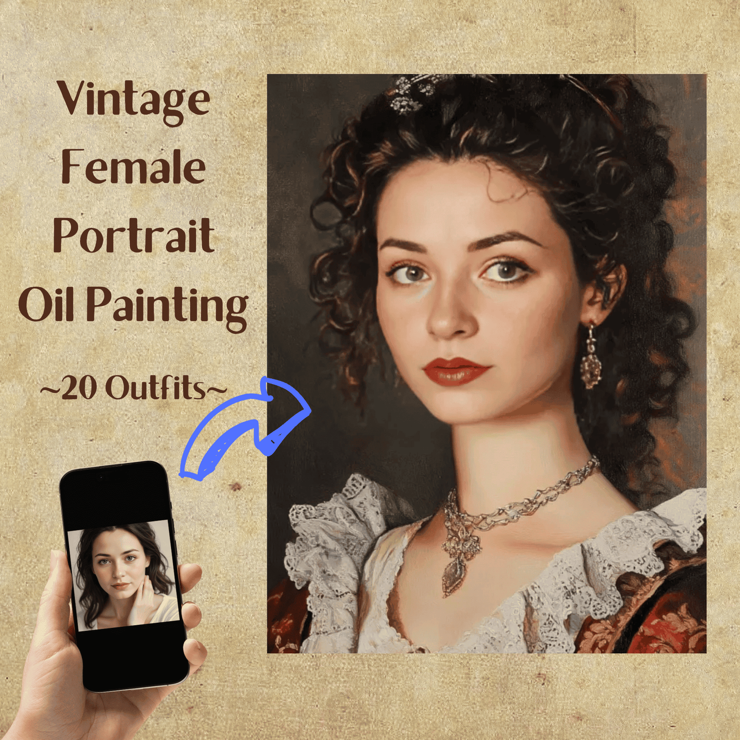 Vintage Lady Oil Painting - Female Portrait