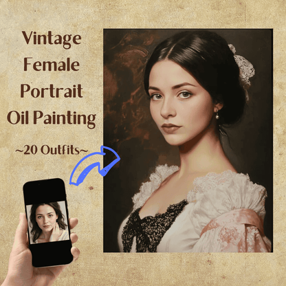 Vintage Lady Oil Painting - Female Portrait