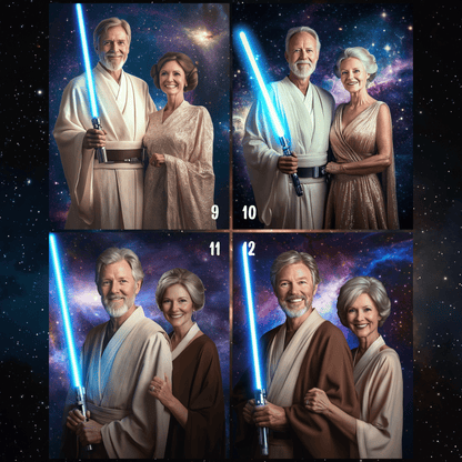 Star Wars Elderly Couple Portrait - Gift for Parents