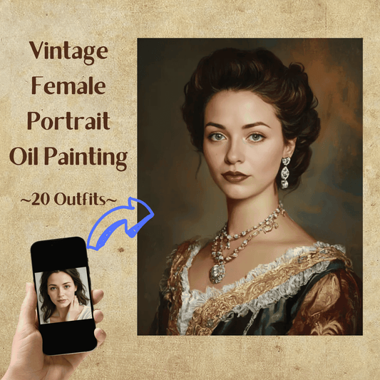 Vintage Lady Oil Painting - Female Portrait