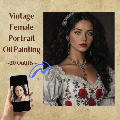 Vintage Lady Oil Painting - Female Portrait