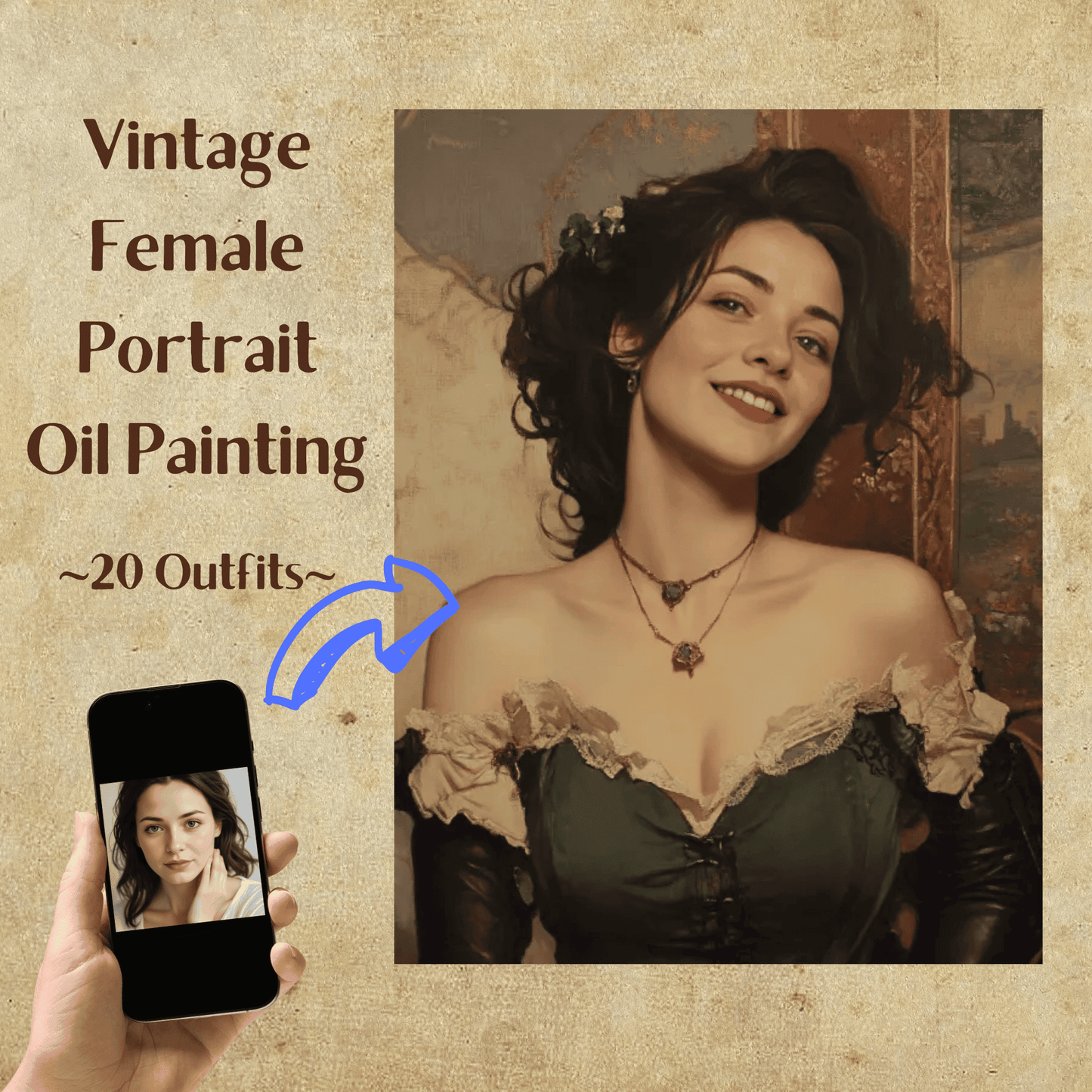 Vintage Lady Oil Painting - Female Portrait