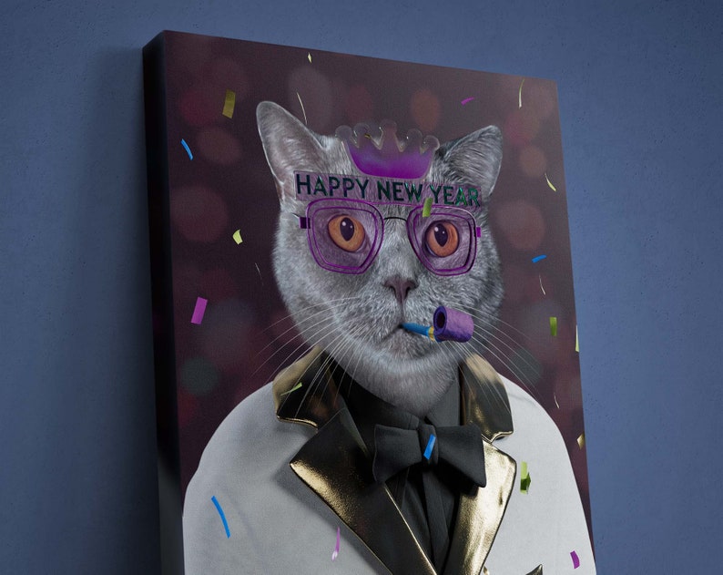 Custom Cat Glasses New Year Portrait