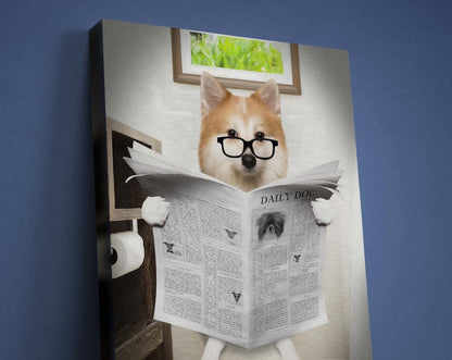 Pet Read Newspaper in Toilet