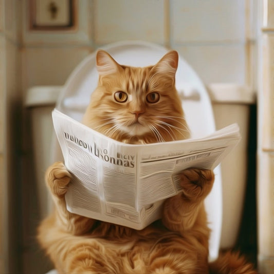 Cat on Toilet Reading Newspaper, Cat Dad Gift