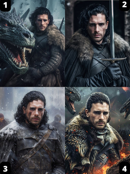 Game of Thrones Man Portrait, The King in the North, Jon Snow - Male